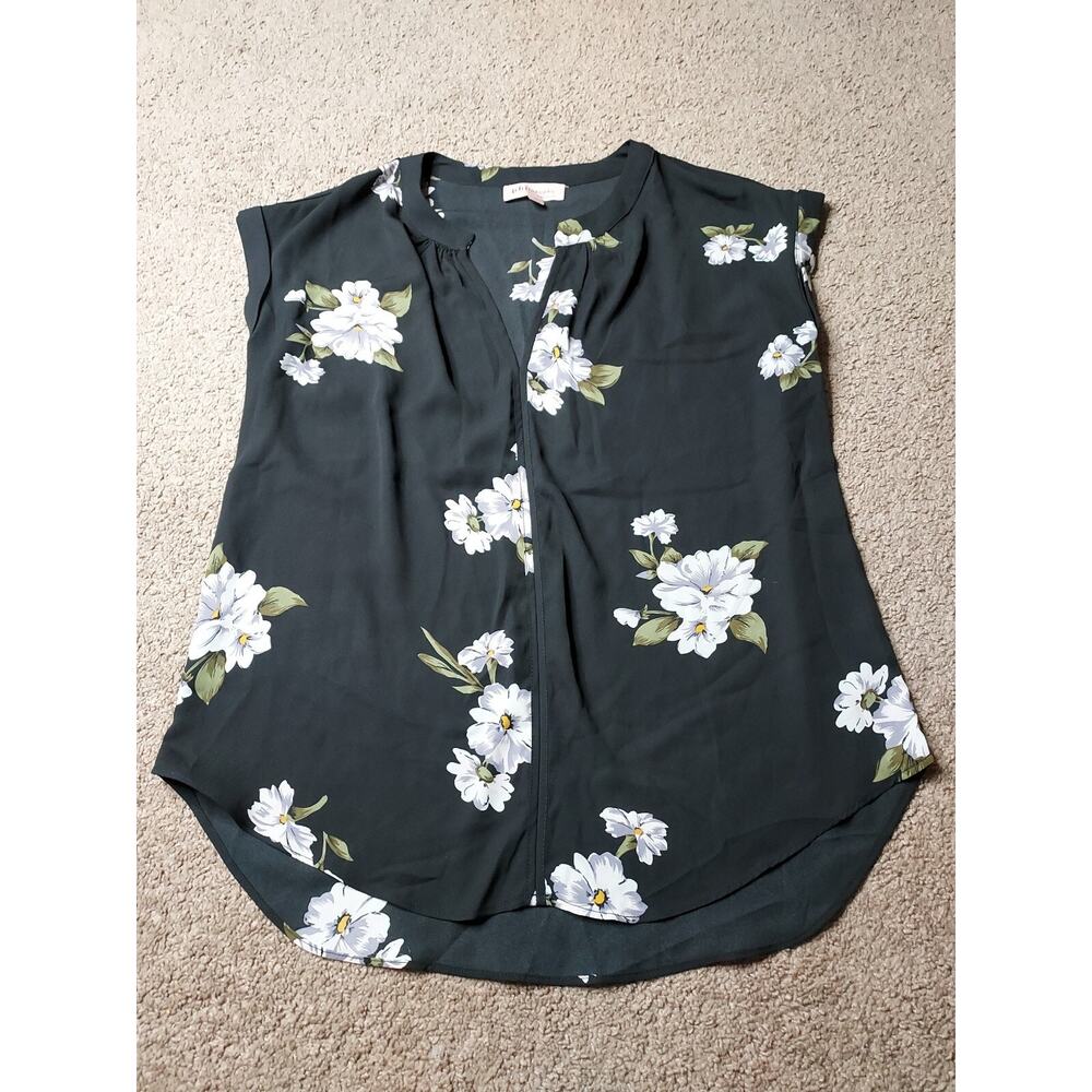 Women's Size Medium Philosophy Sheer Black Floral Blouse